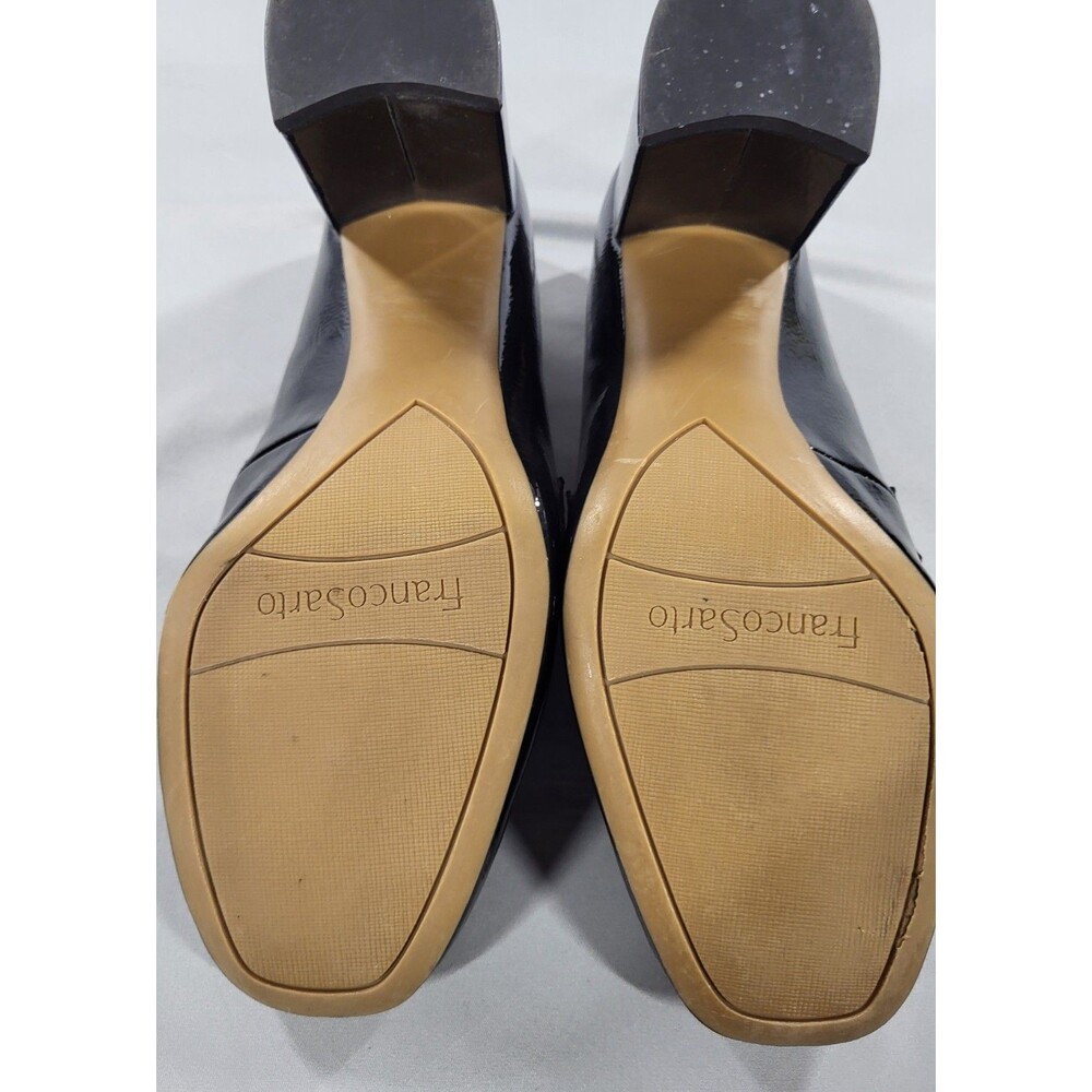 Franco Sarto Kaylee Patent Loafer Pumps Black Taupe Block Heel Square Toe Sz 10M - Picture 4 of 13